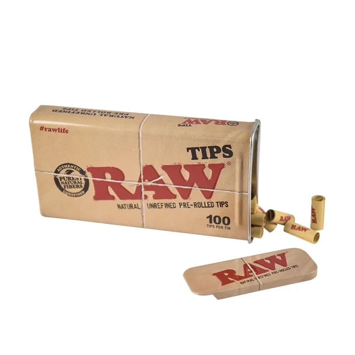RAW Prerolled Tips 100stk I Metal Bøtte