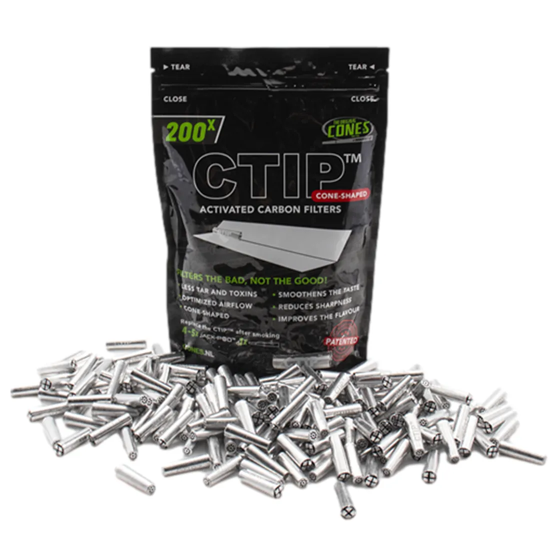 Koniske Alu-Carbon Filtre 200 stk | C-TIP - Hovedbillede