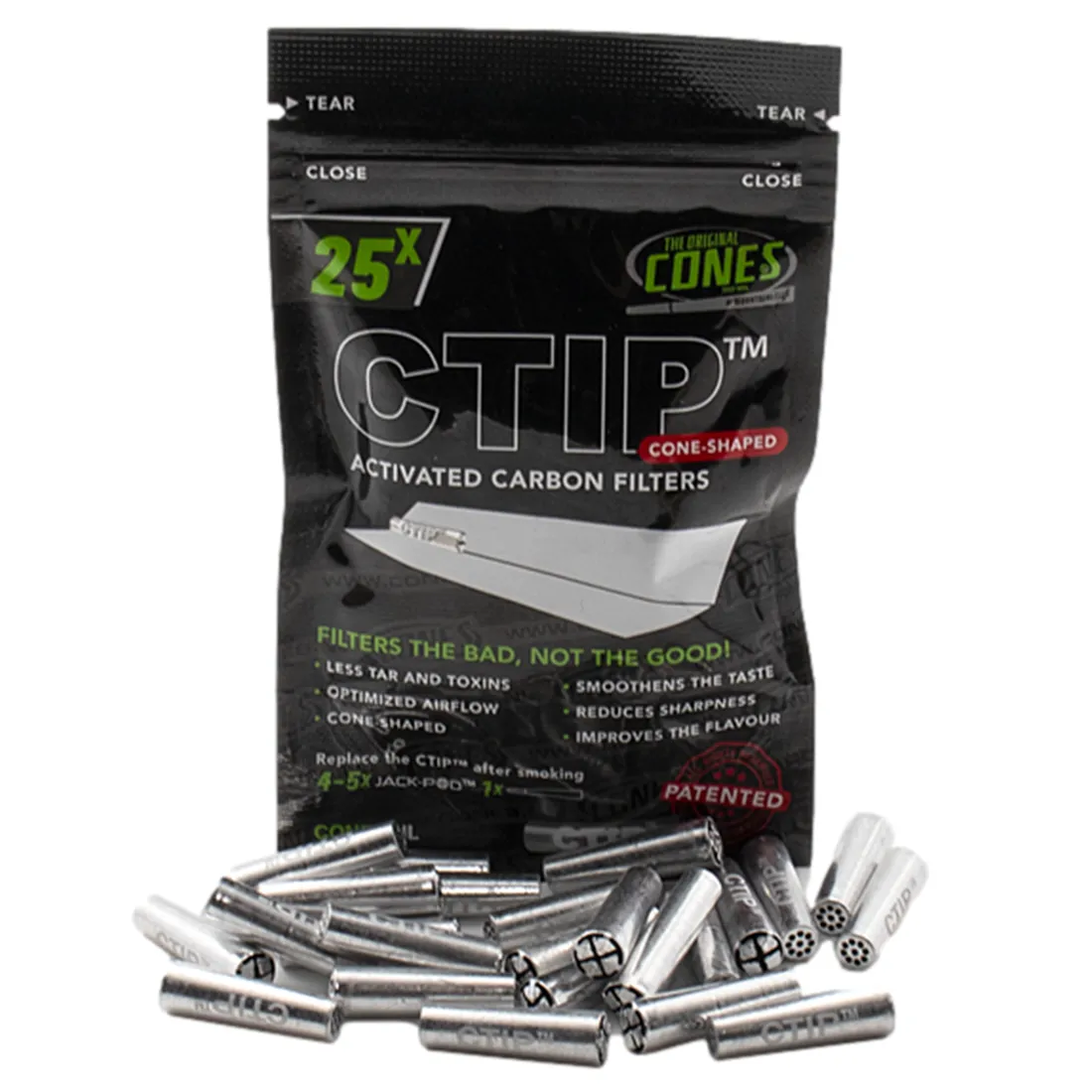 Koniske Alu-Carbon Filtre 25 stk | C-TIP - Hovedbillede