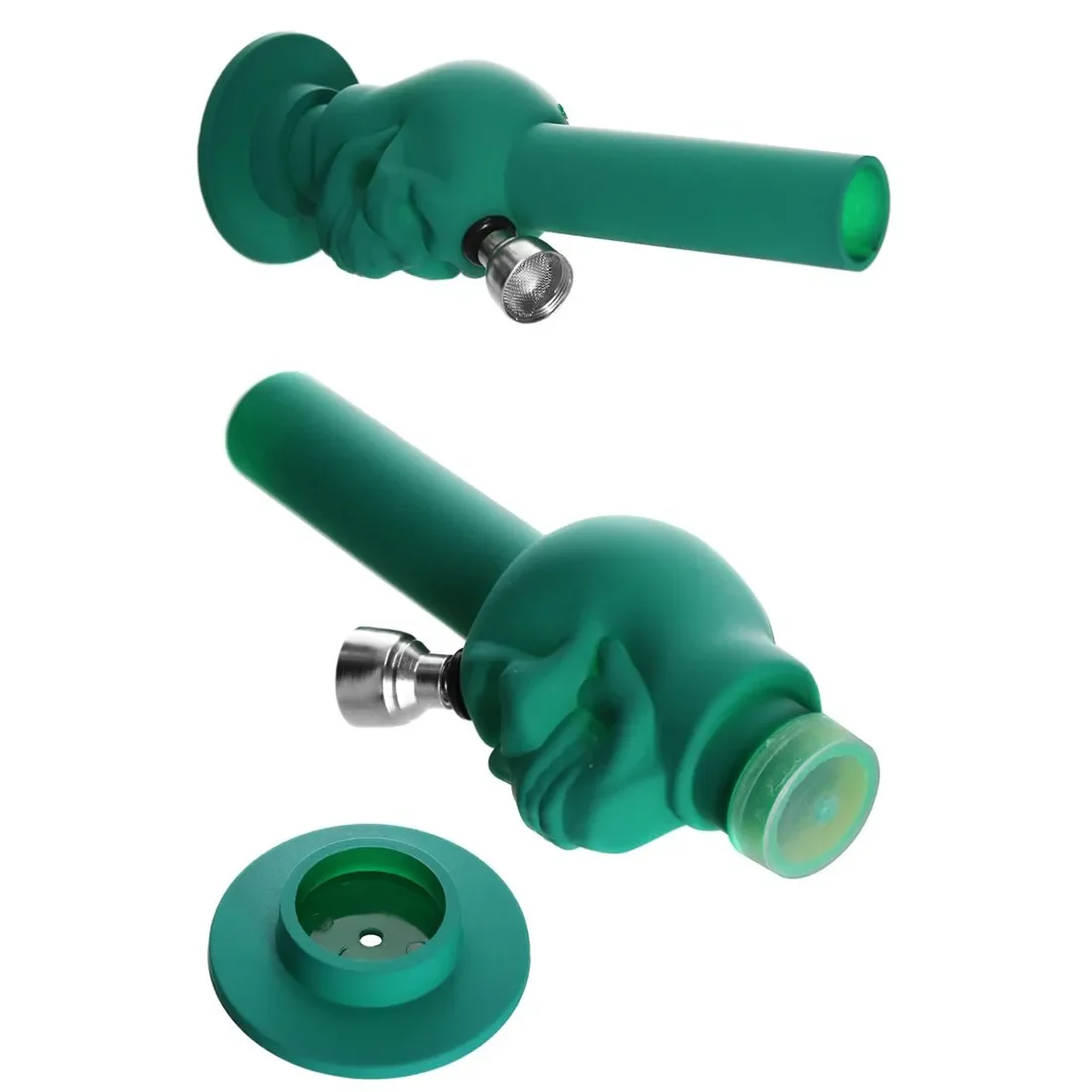 Champ HIGH - Mini Rubber Skull Bong Green 15 cm - Billede 4