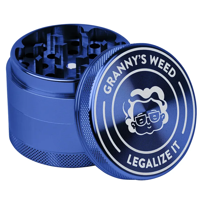 Blå Aluminium Grinder Ø55 mm (3-rum) | GRANNY’S WEED - Grindere
