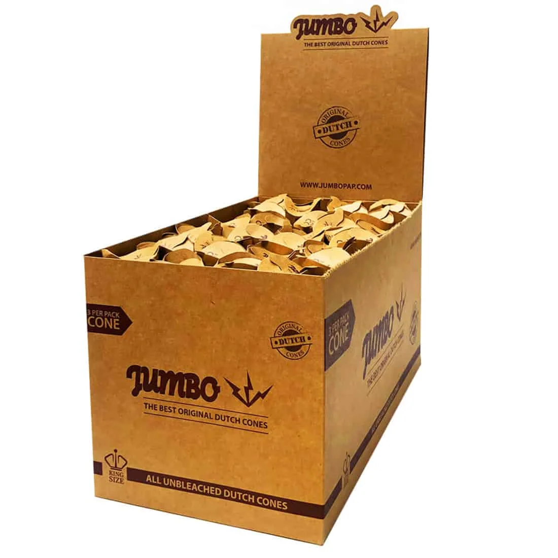 Jumbo - Dutch Cones King Size Unbleached 3 stk - Billede 2