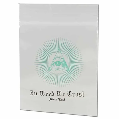 Lynlåsposer - Black Leaf In Weed We Trust 40x60mm 100 stk